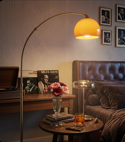 Korean Style Floor Lamp – Modern Chrome LED Lighting