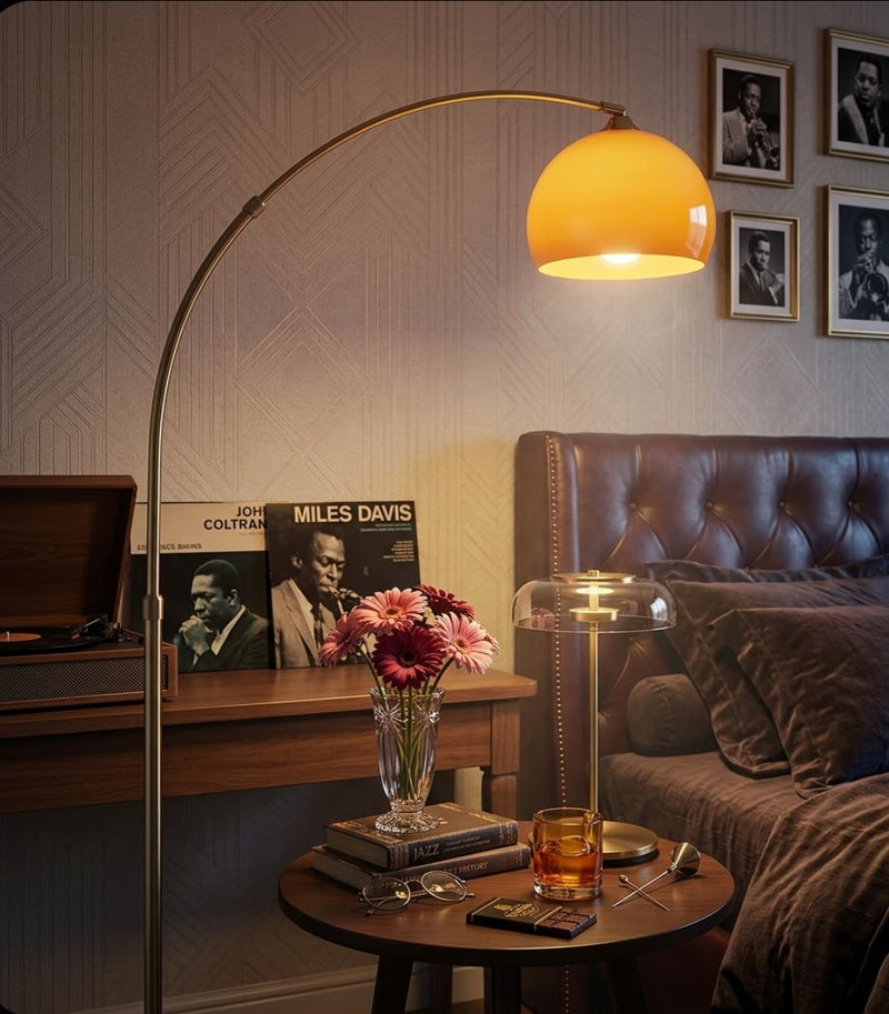 Korean Style Floor Lamp – Modern Chrome LED Lighting